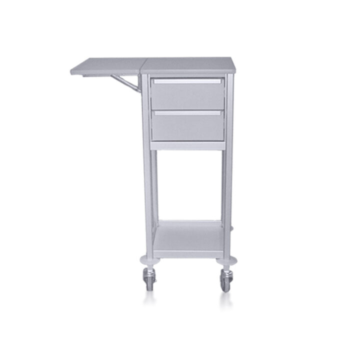 Extra tall multi-purpose medical trolley with lift up flap and flat workspace